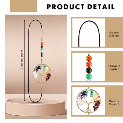 Sabary 4 Pieces Crystal Bookmarks for Book Lovers Tree Elastic Bookmark for Women Handmade Antique Beading 7 Chakra Crystals Tree Shape for Office Teacher Student Reading Birthday Gifts