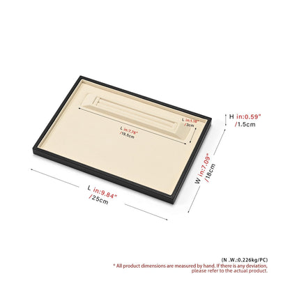Oirlv Premium Leather Jewelry Showcase Tray, Velvet Display Organizer Professional Retail & Home Presentation Tray, Beige Large