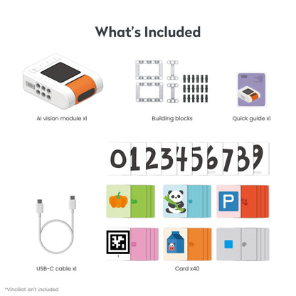 MatataStudio AI Vision Kit for VinciBot with a 180° Flip Camera, Programmable Screen and Modular Structure Can Add 7 Visual Functions, for Beginners and Advanced Learners of AI from 8-12
