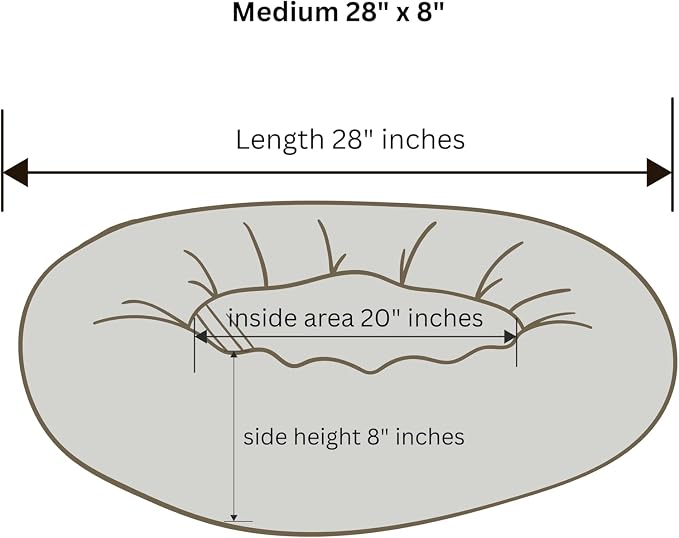 Organic Cotton Canvas Dog Bed: Removable Cover, Natural Fill - Made in USA (Dark Brown, Medium 28" x 8" inches)