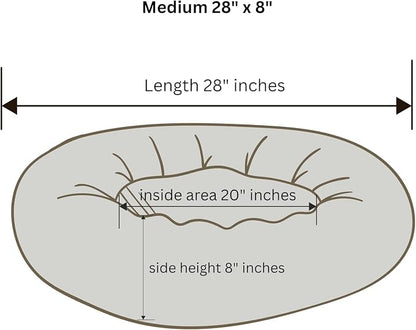 Organic Cotton Canvas Dog Bed: Removable Cover, Natural Fill - Made in USA (Dark Brown, Medium 28" x 8" inches)