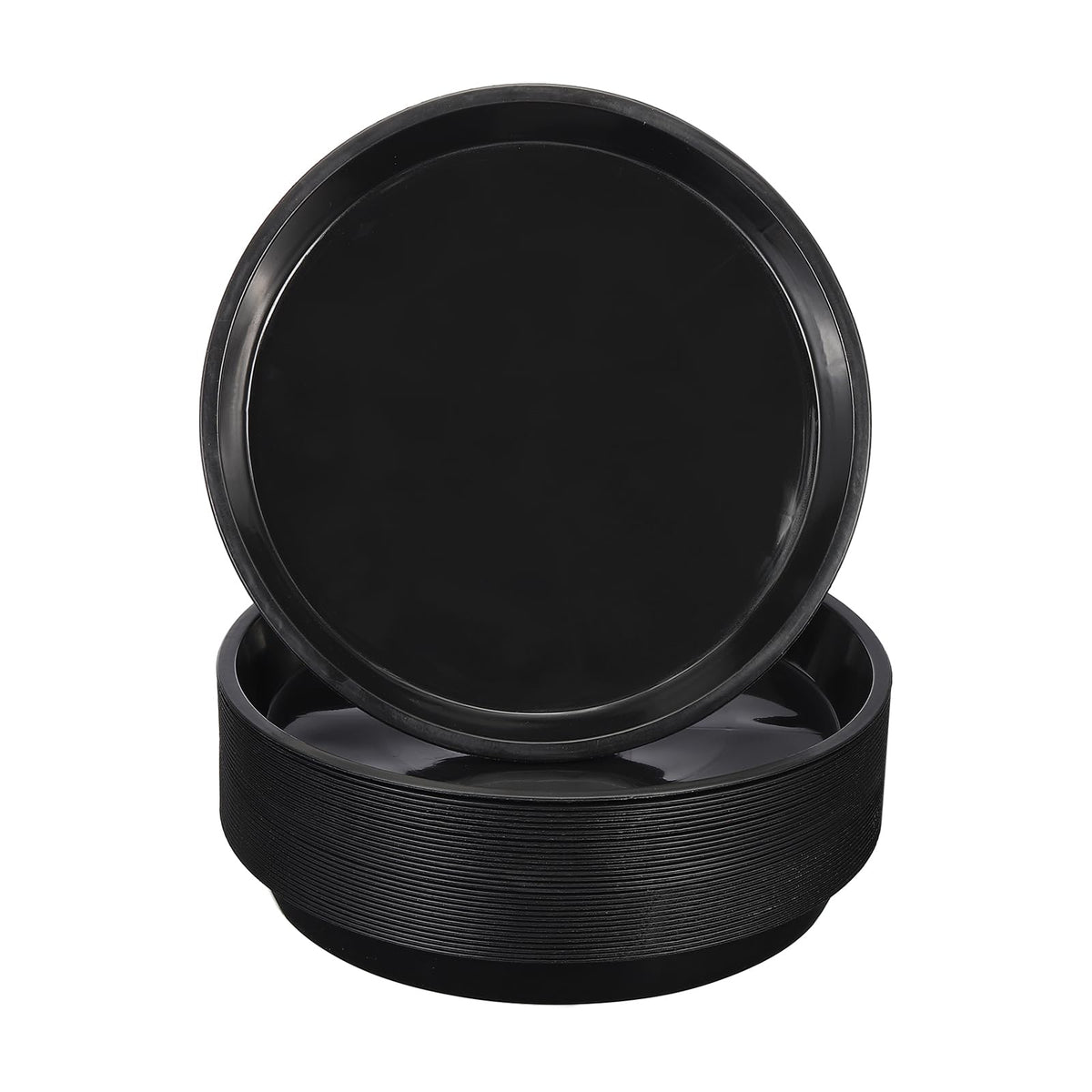 PATIKIL 30 Pack Plastic Plant Saucer, 10 Inch Plastic Plant Tray for Pots Flower Round Plant Dish Plant Drip Trays Water Tray Pot Drainage Tray for Indoors Outdoors Garden, Black