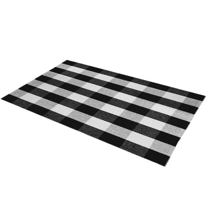Levinis Buffalo Check Rug 3' x 5' - Retro Farmhouse Lattice Area Rugs - Black and White Checkered Plaid Rug for Front Porch/Kitchen/Bedroom, 35.4" x 59"
