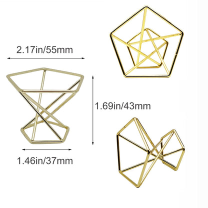 20 PCS Air Plants Holders Unique Geometric Metal Plant Stands Airplants Container Live Air Fern Display Racks Small Decor Items for Shelf (Gold)