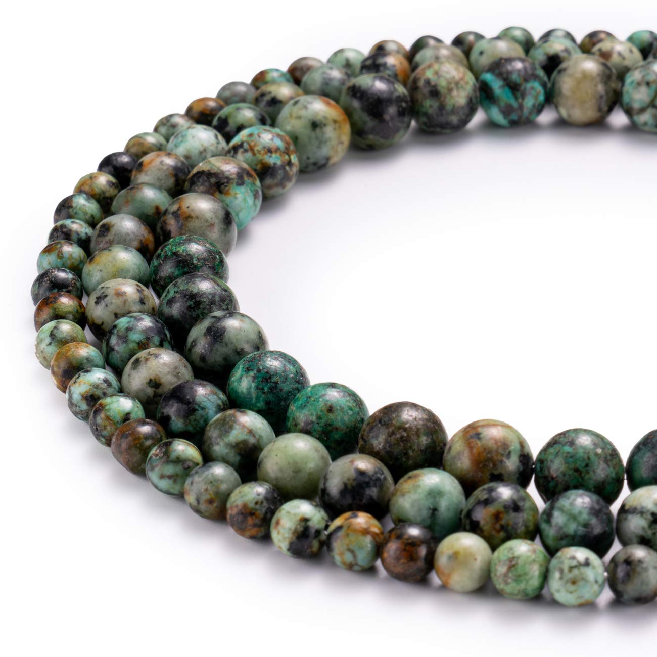 BEADIA Natural African Turquoise Stone Round Loose Semi Gemstone Beads for Jewelry Making 6MM 61PCS