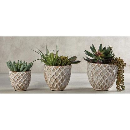 Creative Brands 47th & Main Diamond Patterned Planter/Pot, 6" Diameter, Distressed White