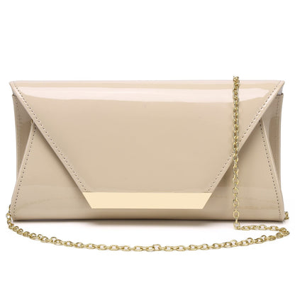 Patent Leather Envelope Clutch Womens Evening Handbag Stylish Shoulder Bag Purse for Christmas Wedding Party Prom(Nude 265)