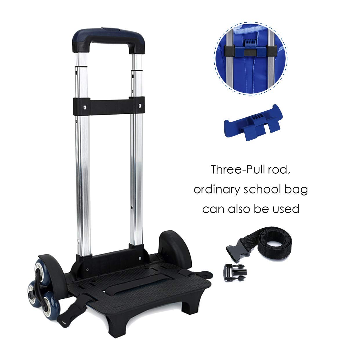 PROTAURI Backpack Trolley with 6 Wheels can Climb Stair, Foldable Rolling Luggage Cart, Adults/Student/Kid's Roller Attachment for School Bags/Backpacks