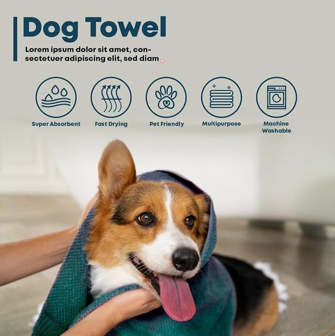 Extra Large Dog Towel for Big Dogs — 400 GSM Premium Microfiber, Fits Golden Retriever, Labrador, Bernese — Super Absorbent Quick Dry, Machine Washable (Green, XL)