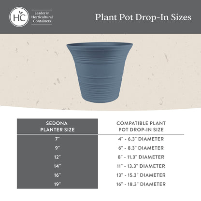 The HC Companies 7 Inch Sedona Round Self Watering Planter Pots, Lightweight UV-Resistant Plastic Indoor & Outdoor Planters, 4-Pack Flower Pots for Garden & Home Decor, Dusty Teal