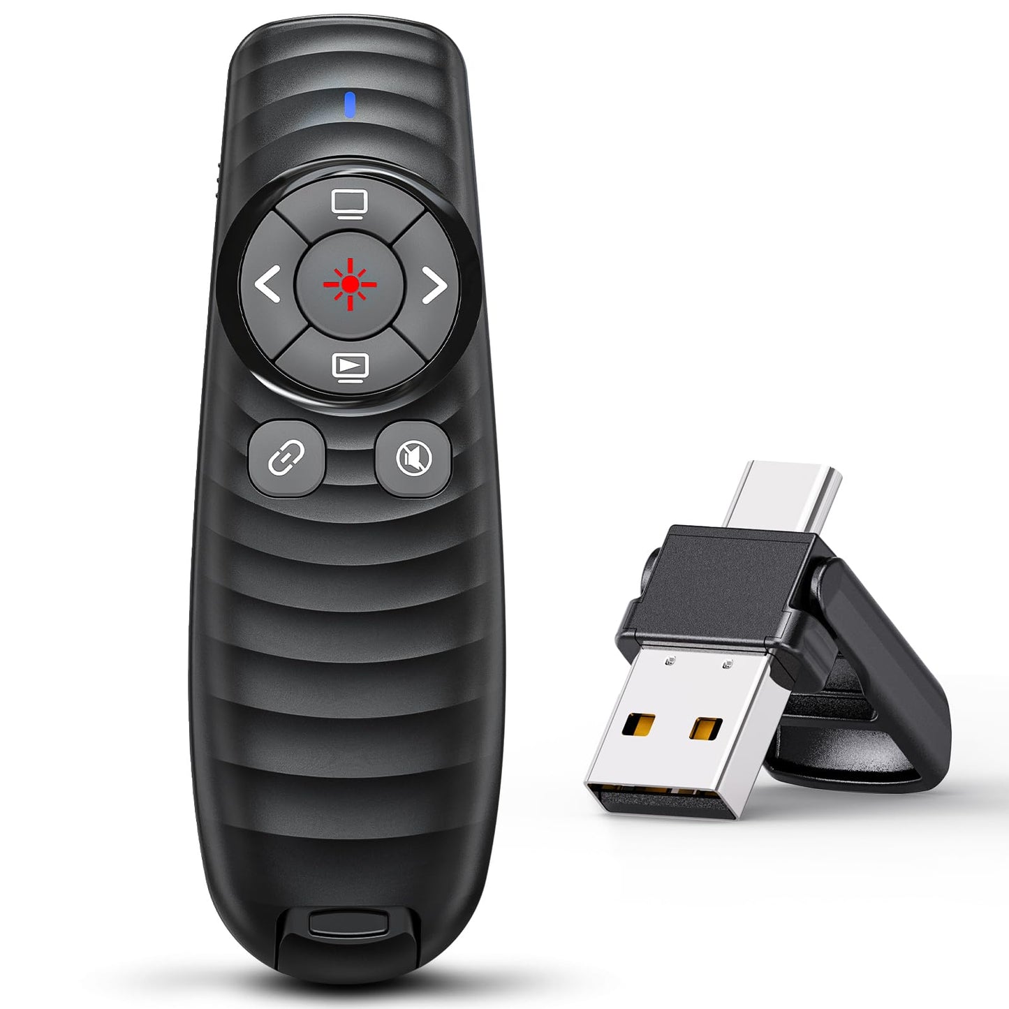 Presentation Clicker Wireless Presenter Remote Clicker for 2-in-1 USB Type C Powerpoint Clicker with Clicker, RF 2.4GHz USB C Presentation Remote PPT Slide Advancer for Mac/Google Slide/Keynote