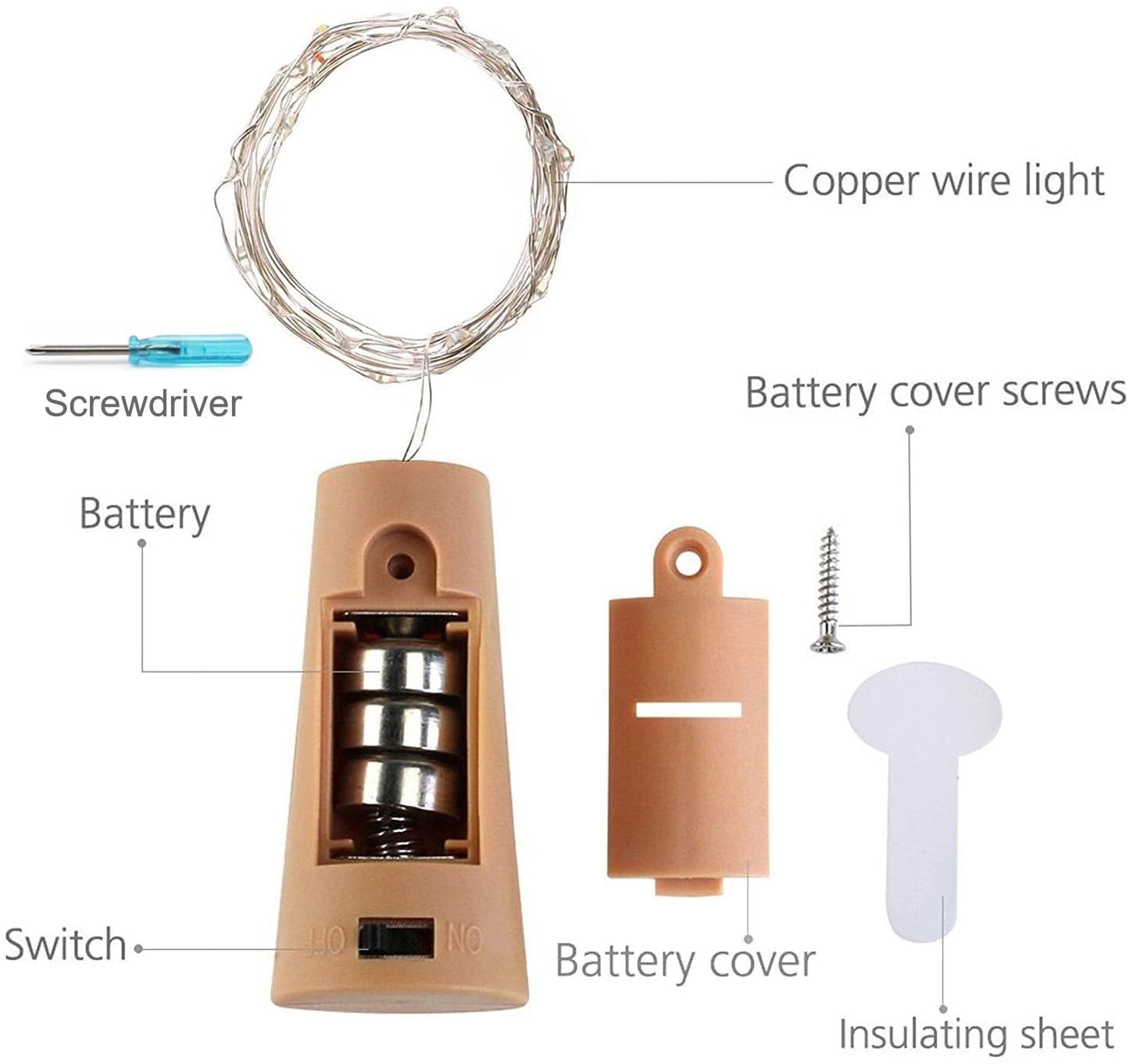 SmilingTown Wine Bottle Lights with Cork 15Pack 10 LED 40 Inches Battery Operated Silver Wire Liquor Fairy Mini String Lights for Party Christmas Halloween Wedding Decoration