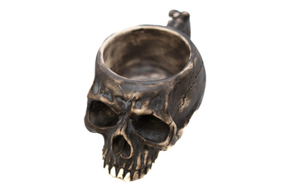 Skull Mug | Black Ceramic Coffee Cup (8 oz) | Gothic Halloween Mug for Tea, Espresso, Cocoa | Dishwasher & Microwave Safe | Unique Gift for Horror Fans, Goth Decor, Skeleton Lovers