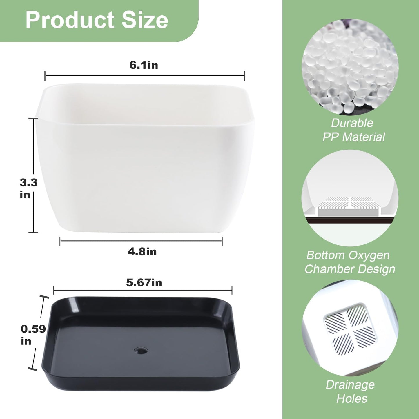 Succulent Pots 6 Inch Shallow Herb Planters with Drainage Hole - 8 Packs Cactus Planter for Home Office Garden Plants Pot Present - Plants Not Included (Off White)