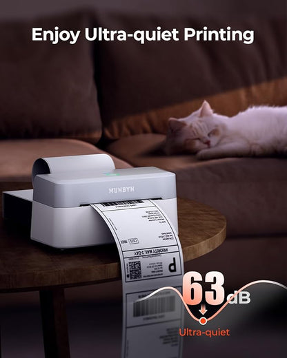 MUNBYN Bluetooth Thermal Label Printer RW403B, Wireless 4x6 Shipping Label Printer for Small Business, Compatible with Android, iPhone, Windows, Mac, Chromebook, Print Width 1.57"-4.25" (Grey)