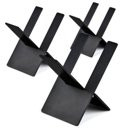 Menesia 3 Pieces Black Stainless Foldable Cigar Stand Holder with Travel PU Leather Case,Lightweight Steel Portable Cigar Cigarette Display Shelf Tray