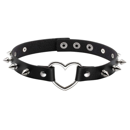 Eigso 2 Pcs Punk Leather Choker Necklaces for Women Men Metal Spike Studded Goth Collars for Woman Man