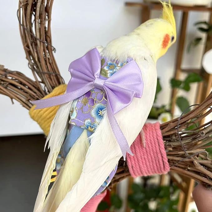 Bird Flight Suits Diapers, Parrot Flight Suits Diapers for Quaker Parakeets Cockatiels Conures Macaw African Grey, Bird Diaper, Parrot Clothes (Grey A,XL)