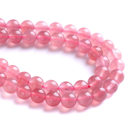10MM 36PCS Natural Strawberry Quartz Crystal Jade Spacer Loose Beads for Jewelry Making DIY Bracelet Necklace