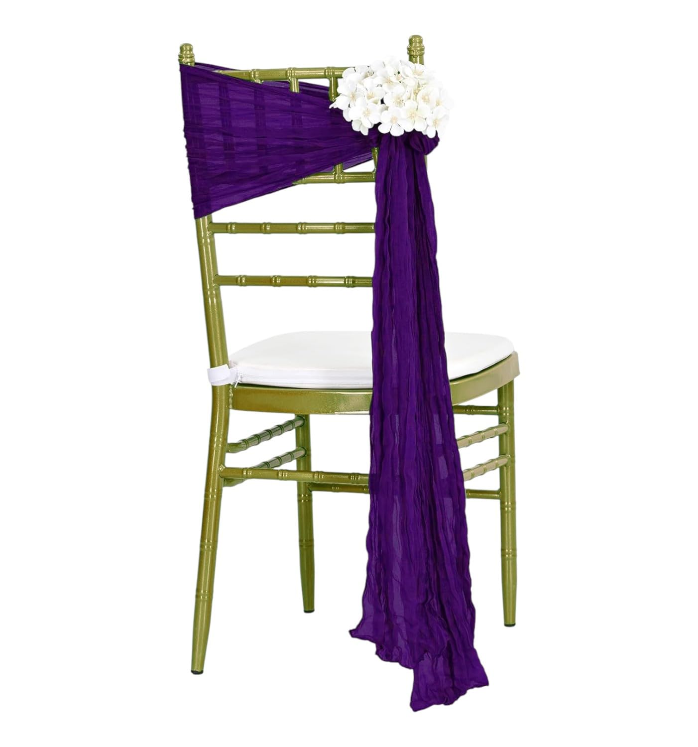 MDS® Pack of 10 PCS Cheesecloth Chair Sashes 17”x70” Gauze Rustic Aisle Decorations Designed Chair Bows for Wedding Birthday Baby Shower Reception Party Banquet Hotel Event Decoration - Purple