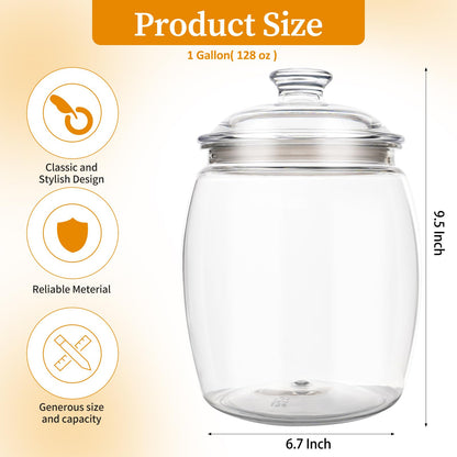 Dovesail 2 Pack 128 oz Candy & Cookie Jar Plastic Jars with Lids, Airtight Candy Jar Unbreakable, Decorative Kitchen Storage Jar, Clear Food Storage Canister for Pet Food