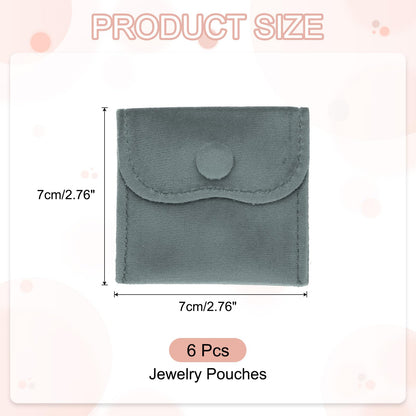 PATIKIL 3x3 Inch Velvet Jewelry Pouches, 6 Pcs Jewelry Packaging Gift Bags with Snap Button for Bracelet Necklace Rings Watch, Gray