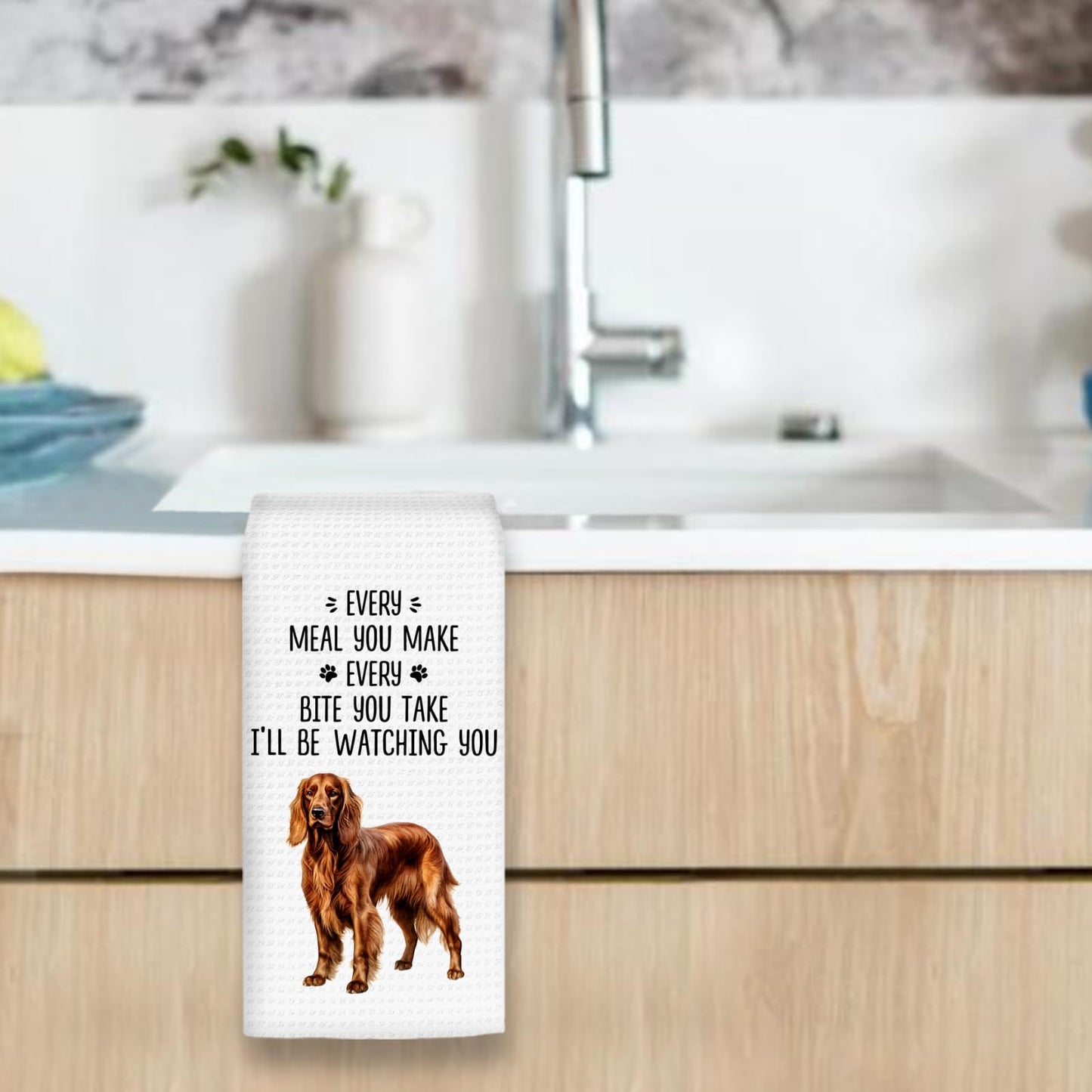 OINDADE Irish Setter Dog Gifts Kitchen Towels, Gifts for Irish Setter Dog Owners Lovers Hand Towels, Funny Every Meal You Make Dish Tea Towel for Kitchen, DogLovers Gift Bathroom Decor, 16x24In