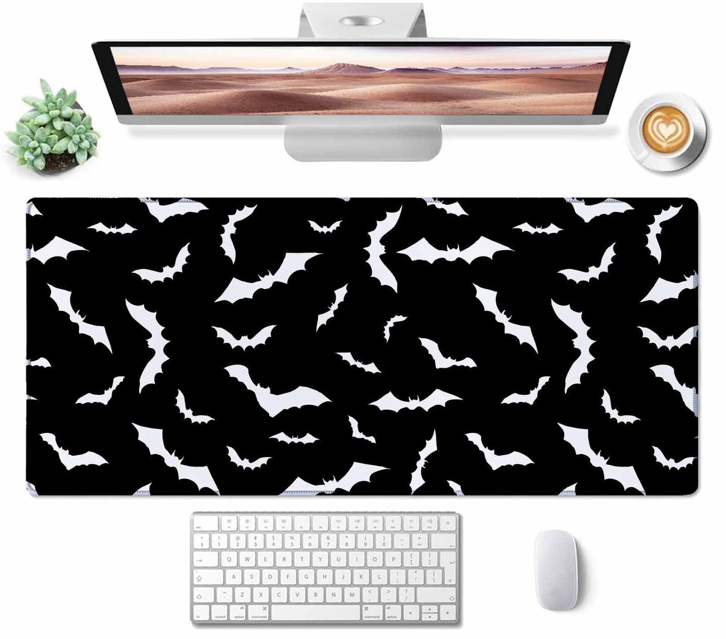 Gaming Mouse Pad, Large Swarm of Bats Mouse Pads for Desk, Non-Slip Rubber Base Mousepad, Keyboard Mouse Mat Desk Pad with Stitched Edges, 35.4x15.7 inch
