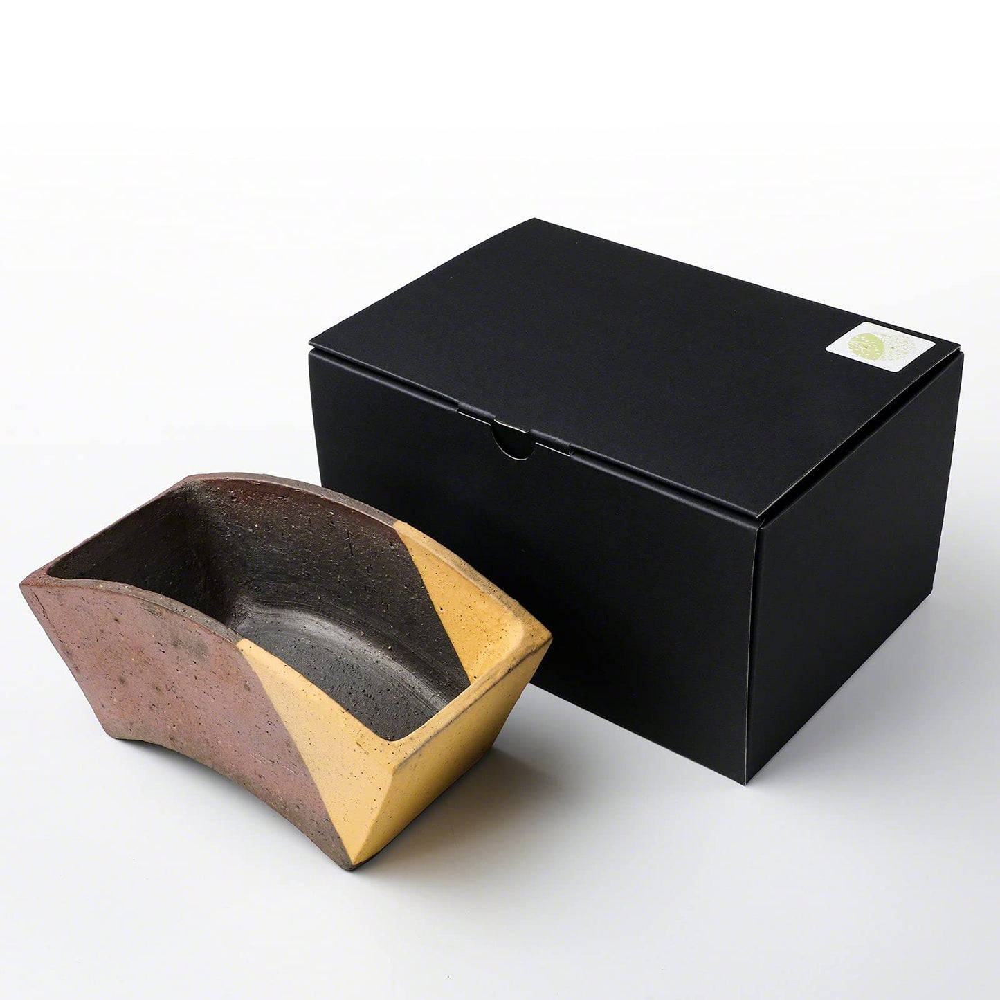 Wazakura Tokoname Series Handmade Fan Shaped Bonsai Pot with Drainage Holes 6.8 inch (174mm) Made in Japan, Artisan Ceramic Garden Container, Decorative Flower Planter - Fan Shape
