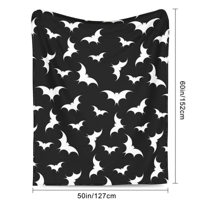 Gothic Bat Pattern Throw Blanket - Soft Flannel, Spooky Home Decor for Couch & Bed (50" x 60").