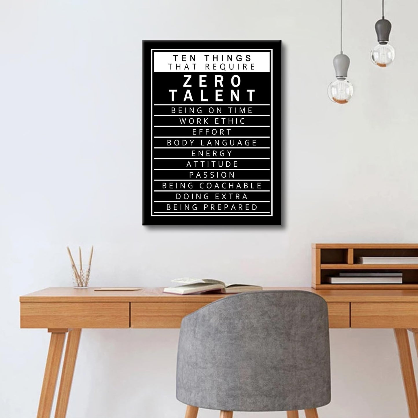 Inspirational Canvas Wall Art Motivational Posters 10 Things that Require Zero Talent Canvas Print Artwork Positive Inspirational Quotes Painting Office Wall Decor Stretched and Framed [18''Wx 24''H]