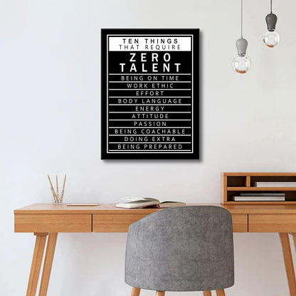 Inspirational Canvas Wall Art Motivational Posters 10 Things that Require Zero Talent Canvas Print Artwork Positive Inspirational Quotes Painting Office Wall Decor Stretched and Framed [18''Wx 24''H]