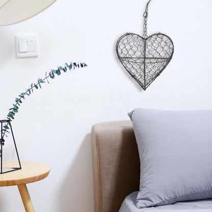 Mikikit Hanging Succulent Basket Heart Planter Wire Flower Holder Hanging Plant Holder Indoor Plant Decor