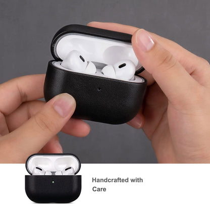 Lopie Handmade Series Cowhide AirPods Pro Case, Full Grain Leather, Shockproof, Dust/Dirt Proof - Black