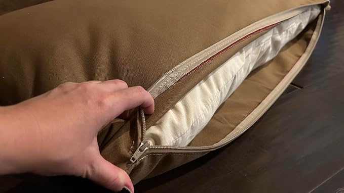 Natural Cotton Canvas Dog Bed – Raw Cotton Filled Pet Cushion Insert, Breathable Eco-Friendly Dog Mattress, Durable Washable Cover with Zipper (Medium Brown, Large 48"x30"x5")