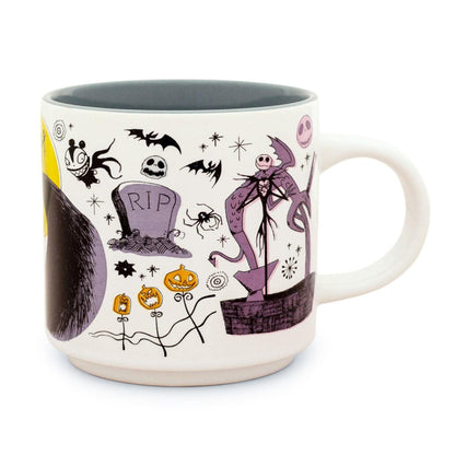 Nightmare Before Christmas Disney The Allover Icons Ceramic Stacking Mug | Large Coffee Cup For Espresso, Caffeine, Beverages, Home & Kitchen Essentials | Cute Tim Burton Gifts | Holds 13 Ounces