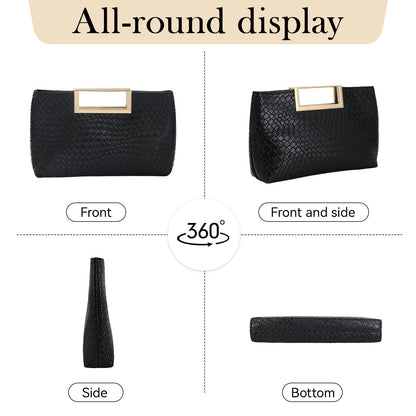 Women's PU Leather Clutch Purse Evening Bag for Wedding Party Prom Bridal – Stylish Formal Handbag (PU Leather-Black)