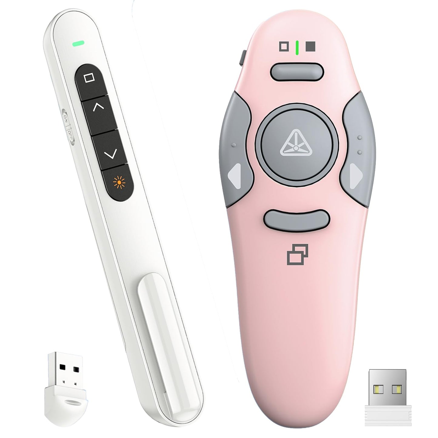 QUI Presenter Clicker Bundle | Pen-Shaped USB A White & Remote-Shaped USB A Pink
