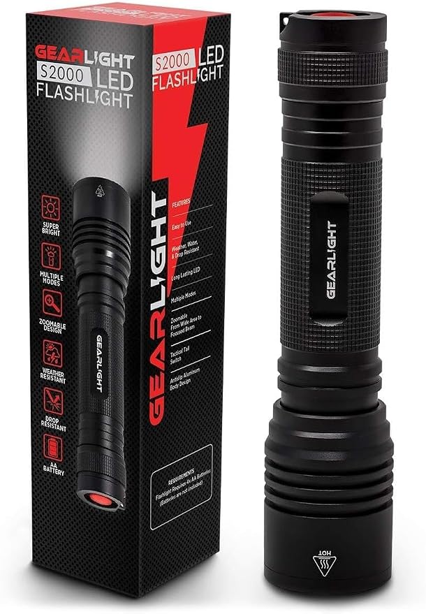 LED Flashlight High Lumens, Tactical Flashlight Battery Powered (Batteries Not Included), Bright Handheld Flashlight for Camping, Hunting, Home, Security, Hiking, Walking at Night & Emergency Use