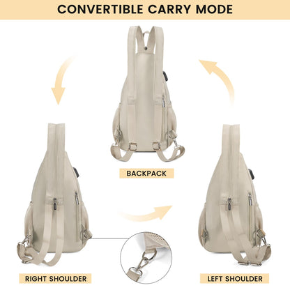 LOVEVOOK Sling Bag for Women - Convertible Crossbody Sling Backpack, Lightweight Nylon Travel & Hiking Daypack, Casual Shoulder Bag Purse