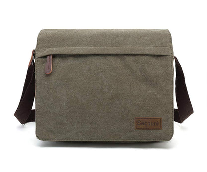 Sechunk Large Vintage Canvas Messenger Cross body bag Shoulder bag (Green, large)