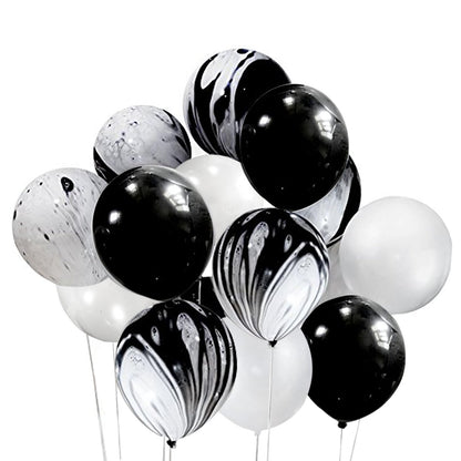 Mayen 50 Pcs 12 Inches Black and White Balloons, Black Marble Balloons, Tie Dye Swirl Balloon, New Years Eve Decorations, Birthday Party Decorations, Black and White Party Supplies