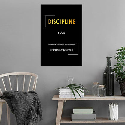 Motivational Canvas Wall Art Inspirational Entrepreneur Quotes Painting Print Discipline Noun Picture Poster Office Decor for Modern Home Gym Bedroom Living Room Artwork Ready to Hang [12''Wx18''H]