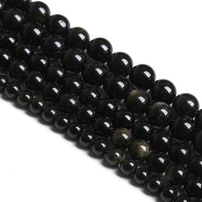 8MM 46PCS Natural Stone Golden Obsidian Loose Spacer Beads for Jewelry Making DIY Bracelet