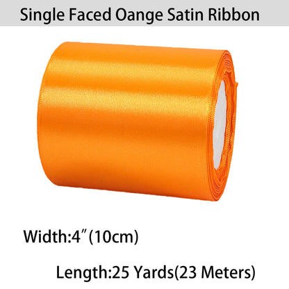 Orange Ribbon 4 Inch x 25 Yards, Satin Fabric Ribbon for DIY Crafts, Gift Wrapping, Bows Making, Wreaths, Flower Bouquets, Chair Sash, Christmas and Wedding Party Decorations