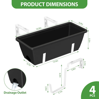 OYEAL Raised Garden Bed 32" Tall Elevated Planter Boxes with Trellis & Railing Planter Box Outdoor 4 Pack Hanging Balcony Planters