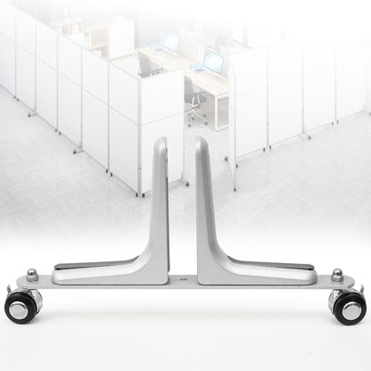 MYOYAY 2 Packs Room Divider Stabilizer Feet with Stainless Steel Wheels, Folding Room Screen Divider Stand Support Bases Privacy Screen Partition Holder Feet for Hotel Home Office (Sliver)