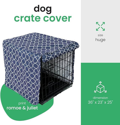 Molly Mutt Romeo & Juliet Dog Crate Cover, 100% Cotton Canvas Cover with 2 Roll-Up Panels, Ideal for Dog or Cat Crate, Durable, Washable, and Free of Harmful Chemicals, 36" x 23" x 25"
