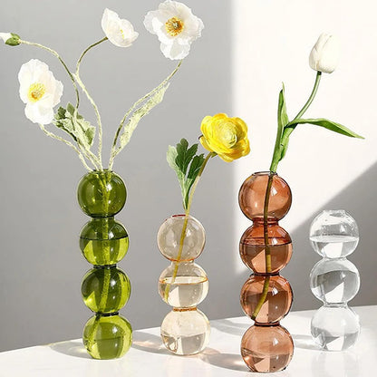 LKXHarleya Aesthetic Ball Aesthetic Decorative Vase, Glass Bubble Vases Ball Bud Vase for Centerpieces, Flower Arrangement, 2.36 x 8.66 Inch, Orange