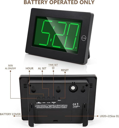 Alarm Clock, Wall Clock, Digital Clock, 3" LED Digit Display, Adjustable Brightness, Auto Night Mode, Auto Alarm Volume Increasing, Wall-Mount & Table-top